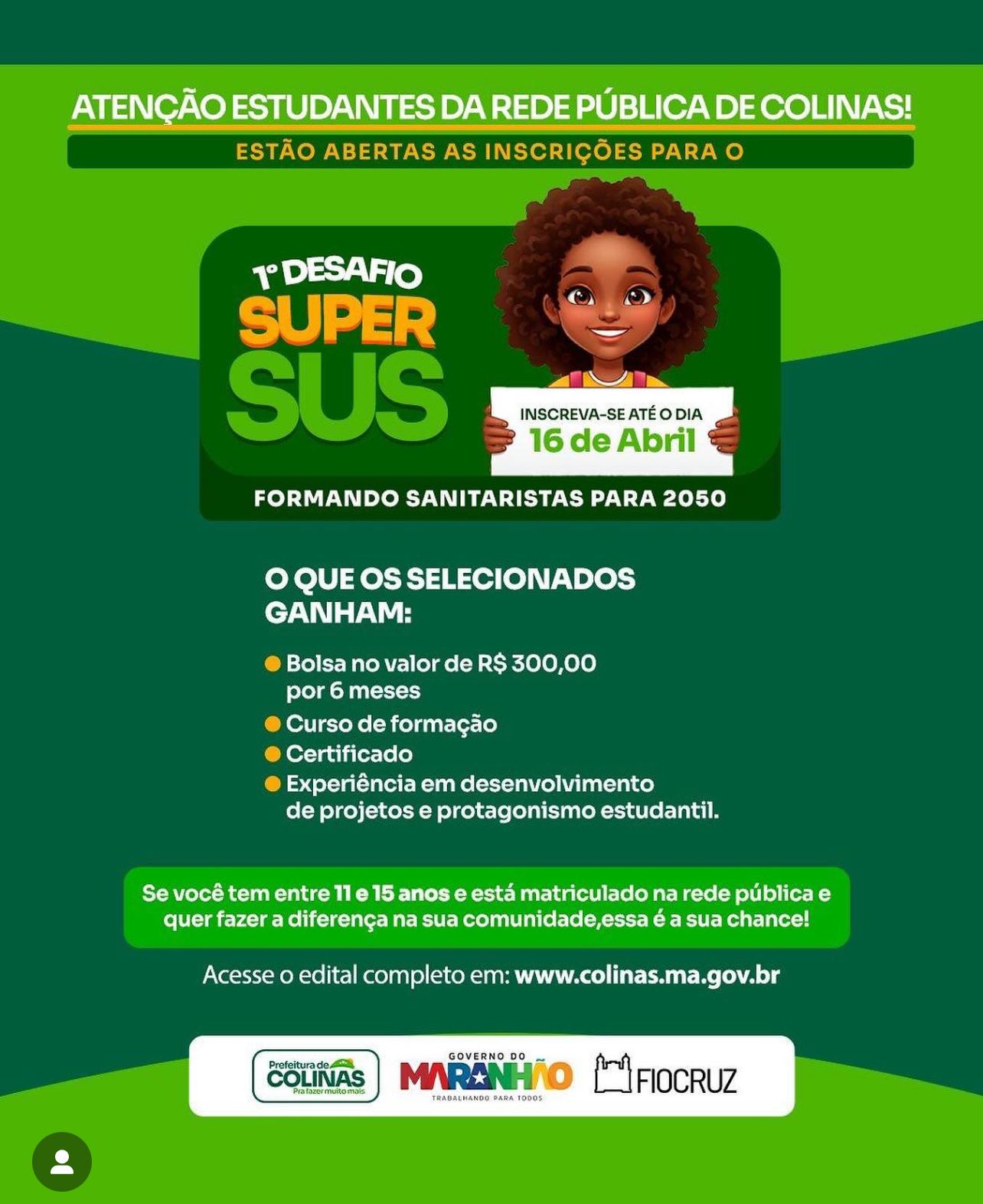 Inscrições para o 1º Desafio SUPERSUS vão até o dia 16 de abril; veja edital