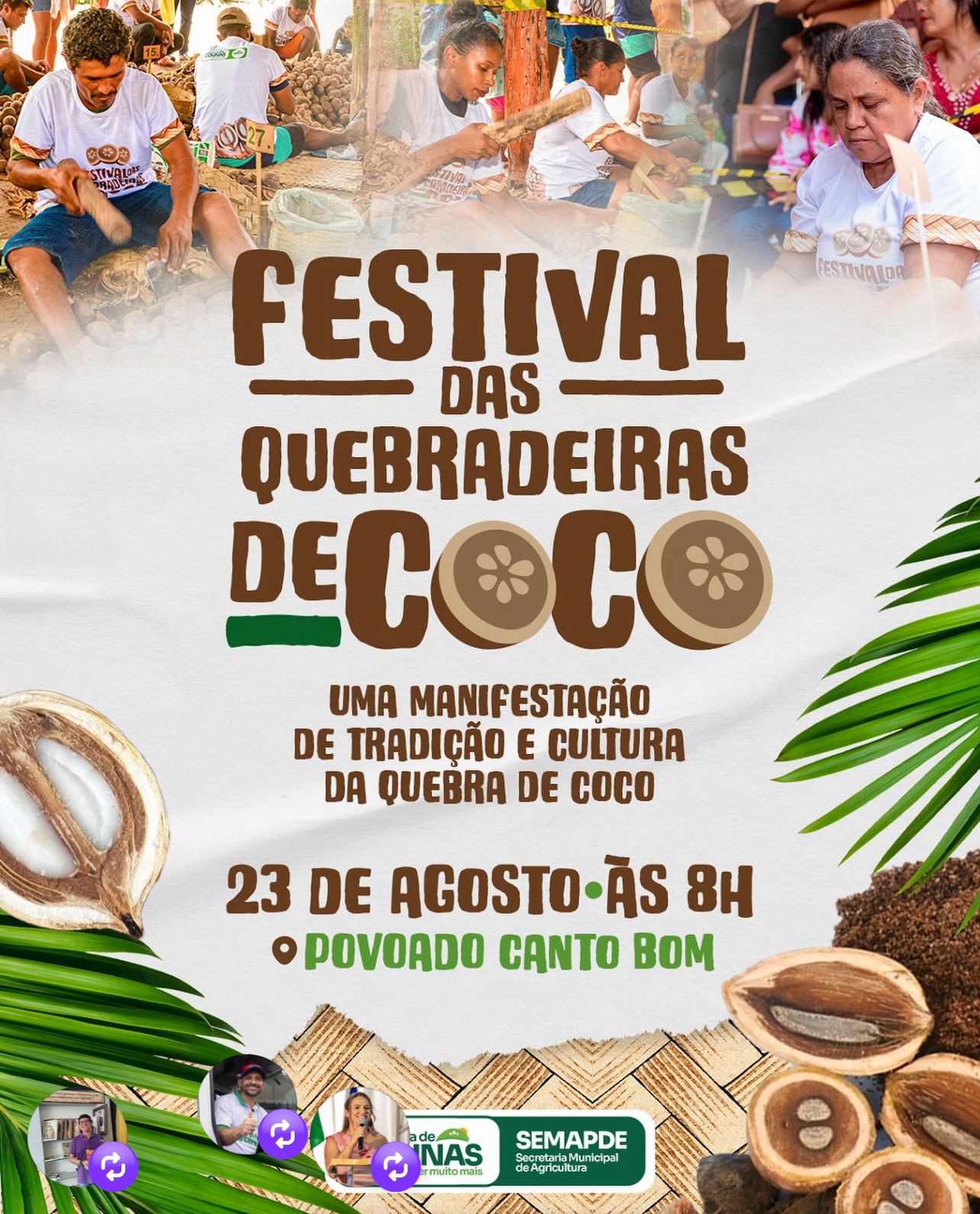 Prefeitura realizará Festival das Quebradeiras de Côco no povoado Canto Bom no dia 23 de agosto